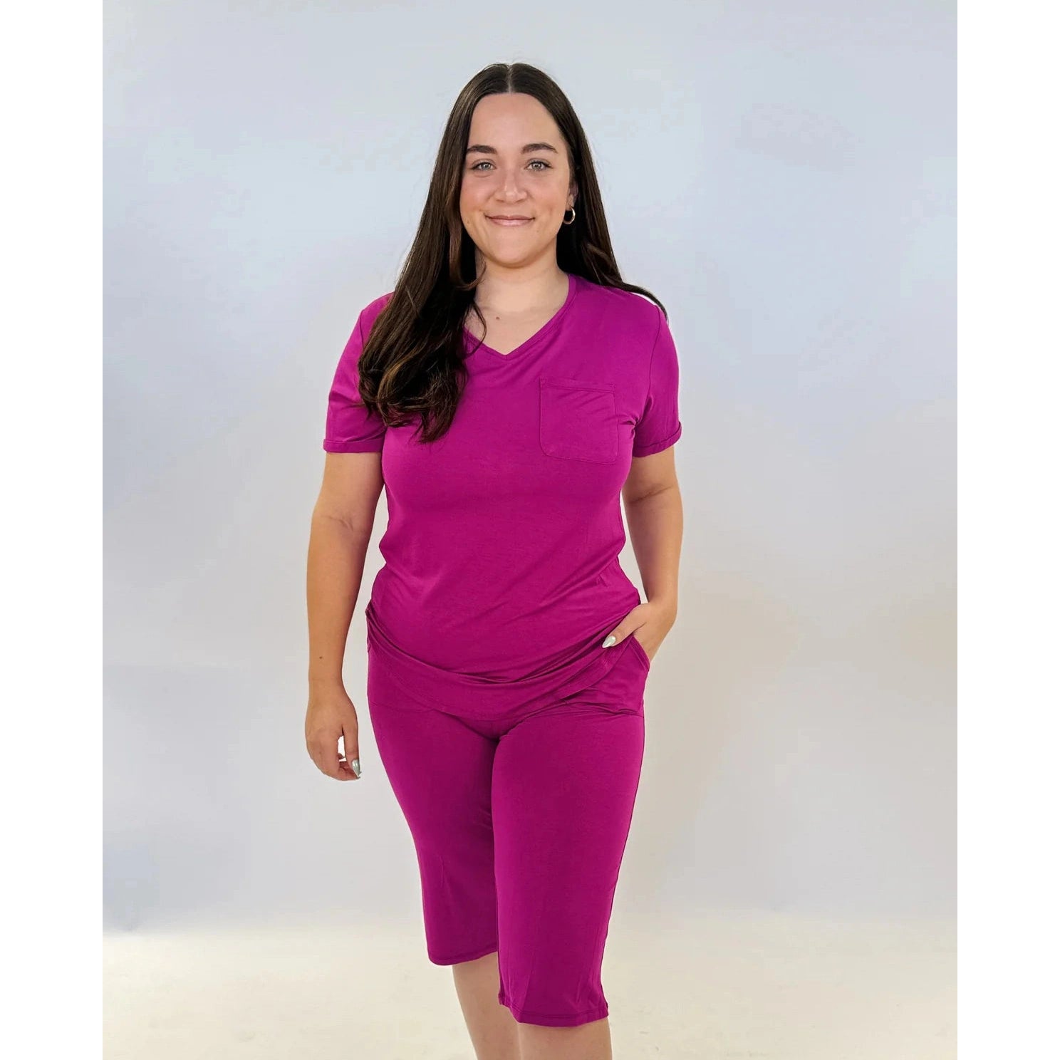 Bamboo Rolled Sleeve Capri Set