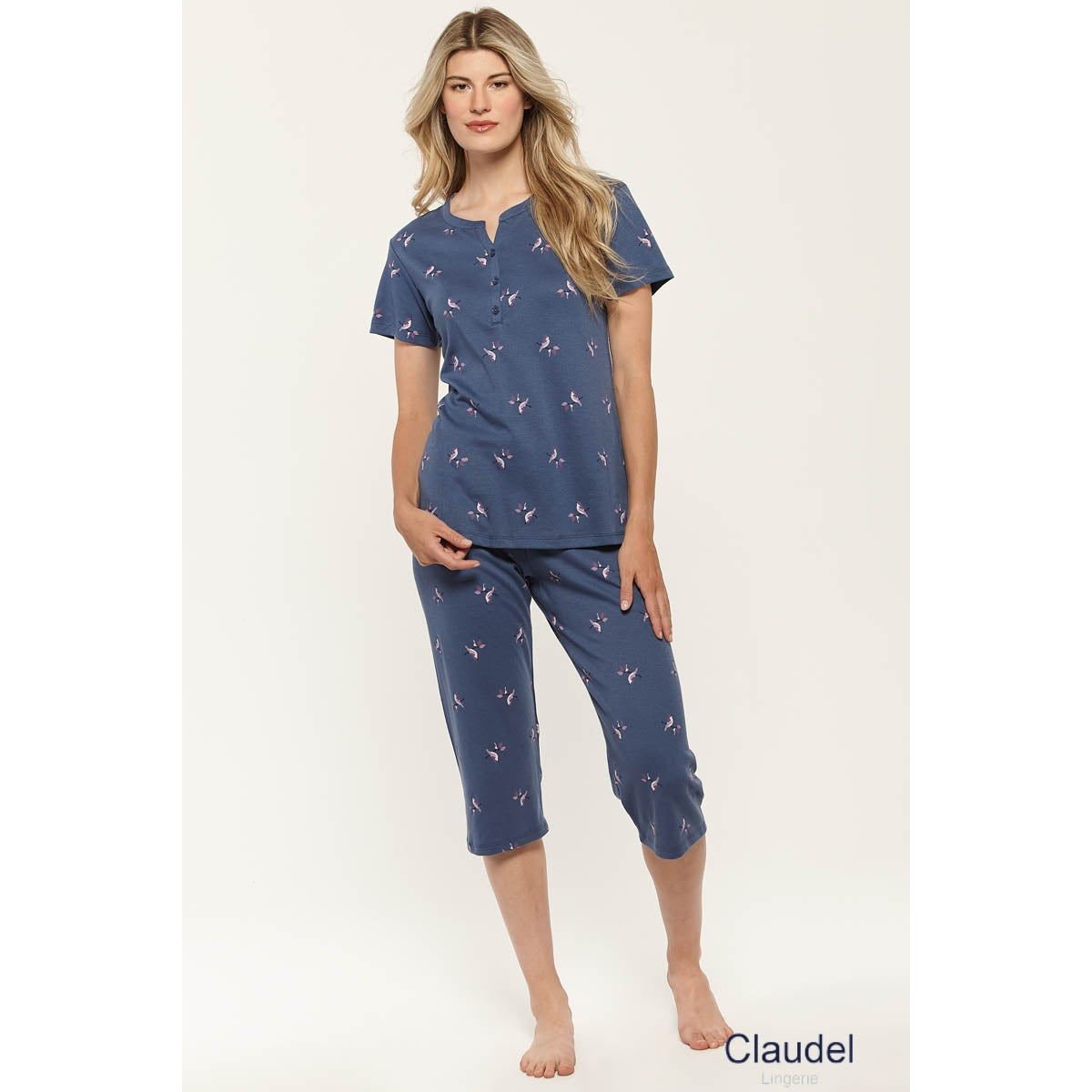 Bird Short Sleeve Capri Set